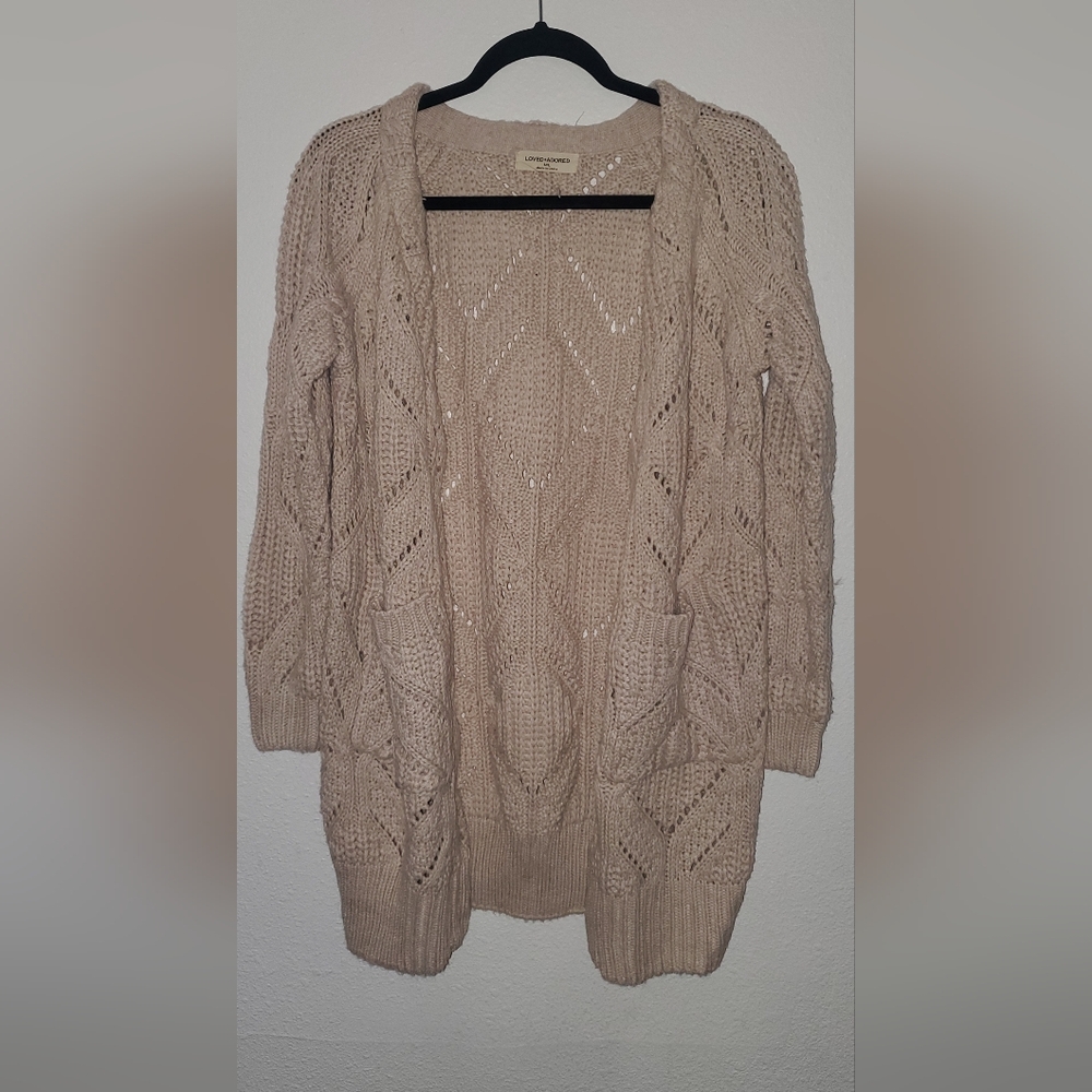 Women's Beige Knit Cardigan Sweater